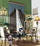 满山艺术 欧美式新古典法式乡村客厅卧室高档涤棉环保布窗帘 蓝咖