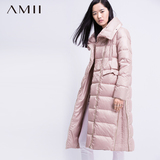 Amii旗舰店艾米冬新款大码保暖高领翻领斜门襟拉链羽绒服外套女