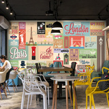 欧式怀旧英伦墙纸欧美建筑海报大型壁画咖啡厅酒吧沙发背景墙壁纸