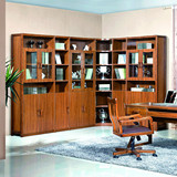 乌金木实木家具简约现代书房中式转角组合家用办公书柜 书橱书架
