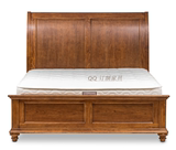 简约家具深色古典美式实橡木双人床乡村1.8米欧式复古大床