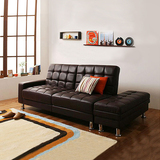 全民疯抢小户型客厅宜家皮沙发123多功能可折叠日式皮艺沙发床