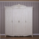 欧娜百合 欧式实木衣柜美式衣柜三门四门衣柜白色开放漆韩式衣柜