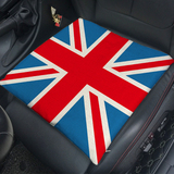 椅办公室夏季英伦国旗系列亚麻卡通汽车坐垫 车用棉麻透气坐垫座