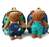 外贸韩国新款2015momo小熊玩具防走失书包 儿童双肩包 纯棉书包