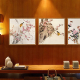 现代新中式客厅装饰画餐厅挂画三联画沙发背景墙卧室花鸟壁画国画
