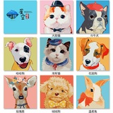 diy数字油画 儿童客厅卧室手绘卡通动物填色涂色数码装饰画 猫狗