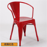 美式餐椅铁艺新古典彩色靠背椅子欧式餐厅酒店餐椅创意休闲办公椅