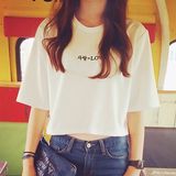 2016夏装新款韩版宽松露脐大码短袖T恤女半袖短款上衣学生短装潮