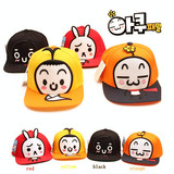 韩国新款春秋family卡通小人兔子男女儿童帽子亲子平沿嘻哈棒球帽