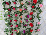 特价包邮仿真玫瑰花藤条假花藤蔓室内装饰壁挂管道缠绕花条批发