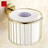 欧式全铜厕纸盒 镀金色纸巾架 欧式厕纸篓厕纸架手纸盒浴室置物架