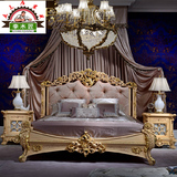 新古典欧式床法式宫廷双人床奢华实木雕花公主床象牙白色描金婚床