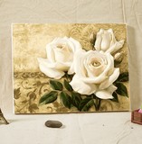 自油自画 数字油画家居饰品客厅卧室摆设手绘花卉装饰画 纯色浪漫