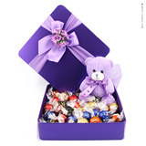 包邮+抵金币 瑞士莲软心巧克力25颗+紫色小熊DIY礼盒生日爱情礼物