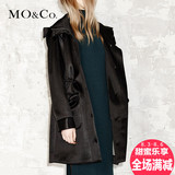 2015秋冬新款MOCo女高街宽松收腰大口袋连帽中长款外套MA153COT42