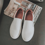 日系夏季白色板鞋男士乐福鞋青少年学生休闲鞋韩版潮流真皮小白鞋