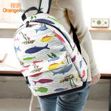 橙路双肩包女韩版帆布学院风书包中学生旅行包简约休闲包电脑背包