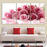 装饰画客厅现代简约壁画水晶无框挂画温馨卧室床头三联画玫瑰花卉