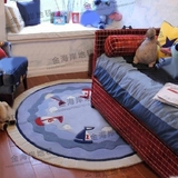时尚卡通儿童帆船圆形地毯客厅茶几沙发地毯卧室床边手工地毯定制