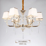 简欧式水晶吊灯客厅卧室LED现代简约时尚金色美式餐厅灯罩吊灯6头