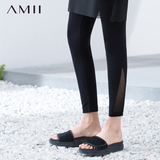 Amii艾米女装 2016夏装新款修身拼接网布夏季小脚打底裤女长裤潮
