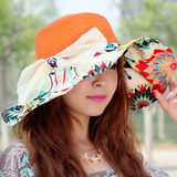 遮阳帽女夏天夏季帽子女防紫外线可折叠太阳帽防晒沙滩大沿凉草帽