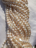 天然淡水珍珠半成品批发7-8mm 天然珍珠项链两面光直打异形珠