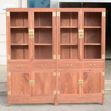 红木家具缅甸花梨木素面书柜书架中式书柜储物柜 实木 榫卯结构
