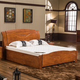 实木床18米双人床15米包邮简约现代橡木床木质家具床时尚婚床5门