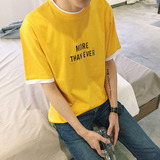 春季男士长袖T恤韩版3D印花打底衫加大码修身复古V领针织棉T恤