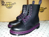 正品马丁1460黑色马丁靴英伦靴紫色沿边八孔软皮男女中筒靴时尚