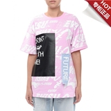 天龙Evisu 代购正品 印花情侣装粉色短袖 T恤 女1ESPLW6TS534XX