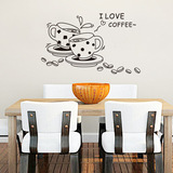厂家直销 爱心咖啡 手绘素描咖啡餐厅 咖啡吧 厨房防水防晒墙贴纸