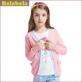 巴拉巴拉女童V字领针织毛衣春装休闲单排扣儿童长袖开衫