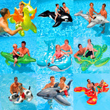 包邮INTEX儿童游泳圈动物儿童水上座骑宝宝卡通坐骑成人玩水玩具