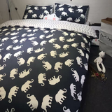 卡通北欧简约小清新可爱大象全纯棉三四件套床单床上用品1.5m1米8