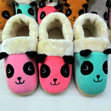 冬季卡通可爱熊猫男女棉拖鞋糖果色套筒防滑棉鞋保暖鞋居家鞋