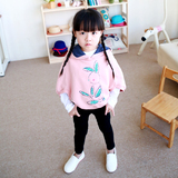 童装女童2015秋季新款外套卫衣连帽套头蝙蝠袖韩版卡通可爱