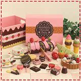 出口日本Mother garden草莓仿真巧克力蛋糕切切乐 过家家木制玩具