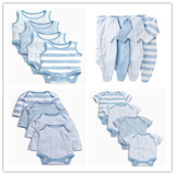 Next英国代购 宝宝童装藍色長袖連身衣四件組 （0月-3歲）