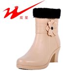 2012冬季中筒雨靴青年保暖韩版女款防滑白色卫生耐酸防水元宝雨鞋