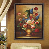 手绘正品油画古典印象花卉 餐客厅欧式卧室玄关装饰壁挂画定制