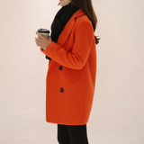 2015秋冬新品厚款韩版中长款修身显瘦廓型羊毛呢大衣外套冬款女