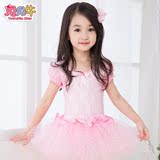 兔兔牛儿童舞蹈服装夏季女韩国女童芭蕾舞裙练功服短袖儿童舞蹈服