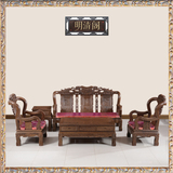 红木家具非洲鸡翅木沙发仿古实木客厅组合吉祥如意象头沙发五件套