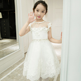 儿童礼服白色花童礼服蓬蓬裙女童婚纱公主裙钢琴走秀表演服新款