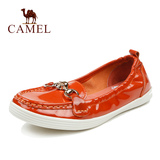 Camel/骆驼女鞋 优雅舒适 牛皮松紧带鞋口圆头金属环链单鞋