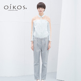 OIKOS2016春季新款 长袖衬衫长裤假两件套个性连体裤女5151F3101