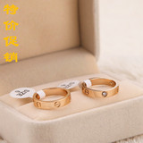 韩版钛钢18K玫瑰彩金戒指女男女情侣对戒 食指关节婚戒配饰品礼物